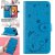 iPhone 11 Pro Embossed Cat Bee Wallet Magnetic Stand Case Blue