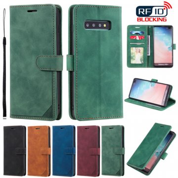 Samsung Galaxy S10 Plus Wallet RFID Blocking Kickstand Case Green
