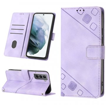 Skin-friendly Samsung Galaxy S21 Wallet Stand Case with Wrist Strap Purple