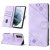 Skin-friendly Samsung Galaxy S21 Wallet Stand Case with Wrist Strap Purple