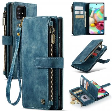 CaseMe Samsung Galaxy A71 Wallet kickstand Case Blue