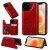 iPhone 12 Pro Luxury Bee and Cat Magnetic Card Slots Stand Cover Red