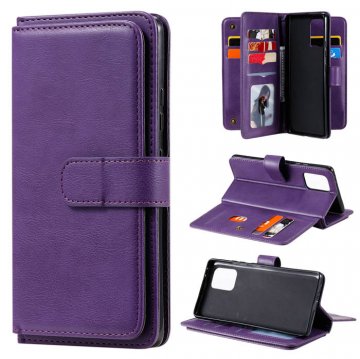 Samsung Galaxy A91/S10 Lite Multi-function 10 Card Slots Wallet Case Violet