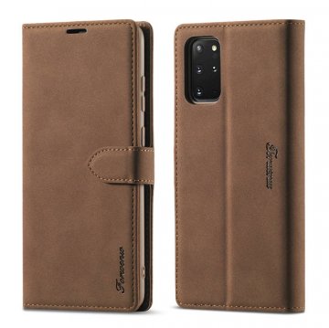 Forwenw Samsung Galaxy S20 Ultra Wallet Magnetic Kickstand Case Brown