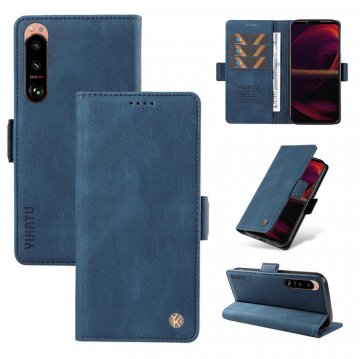 YIKATU Sony Xperia 5 III Skin-touch Wallet Kickstand Case Blue