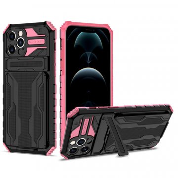 iPhone 12 Pro Max Card Slot Kickstand Shockproof Case Pink