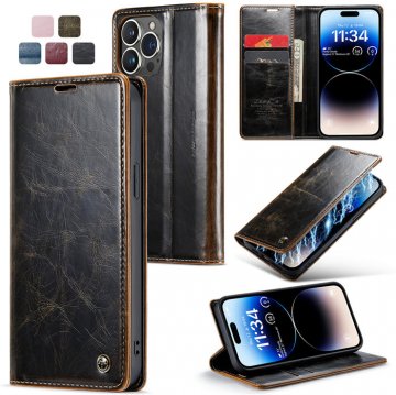 CaseMe iPhone 14 Pro Wallet Stand Magnetic Case Coffee