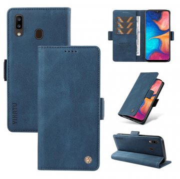 YIKATU Samsung Galaxy A20/A30 Skin-touch Wallet Kickstand Case Blue