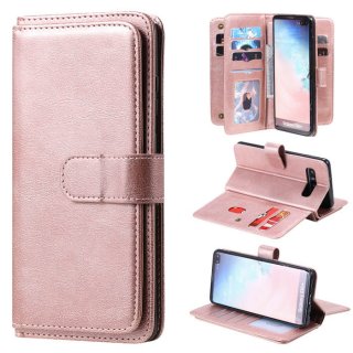 Samsung Galaxy S10 Plus Multi-function 10 Card Slots Wallet Case Rose Gold