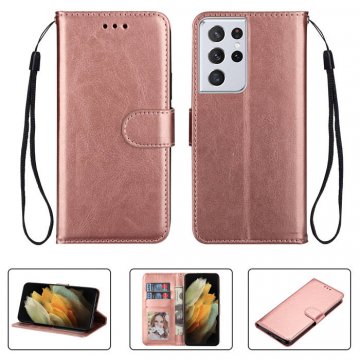 Samsung Galaxy S21/S21 Plus/S21 Ultra Crazy Horse Texture Wallet Case Rose Gold