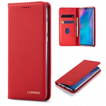 LC.IMEEKE Huawei P30 Lite Wallet Magnetic Kickstand Case Red