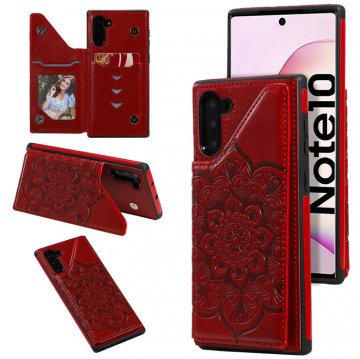 Samsung Galaxy Note 10 Embossed Wallet Magnetic Stand Case Red