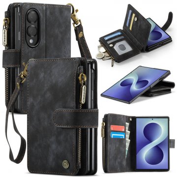 CaseMe Samsung Galaxy Z Fold8 Wallet Case with Zipper Pocket & Wireless Charging Black