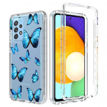 Samsung Galaxy A52 5G Clear Bumper TPU Blue Butterfly Case