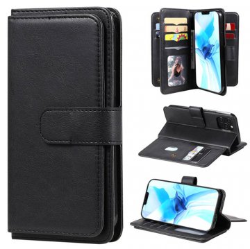 iPhone 12 Pro Multi-function 10 Card Slots Wallet Stand Case Black