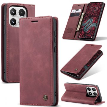 CaseMe Xiaomi 17 Wallet Magnetic Suede Leather Case Red