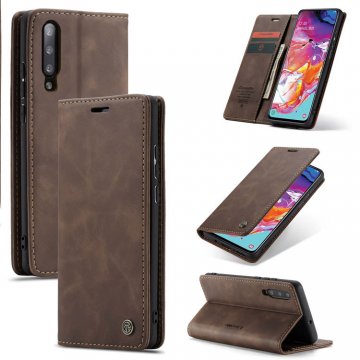 CaseMe Samsung Galaxy A70 Wallet Kickstand Magnetic Case Coffee