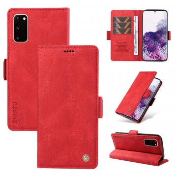 YIKATU Samsung Galaxy S20 Skin-touch Wallet Kickstand Case Red