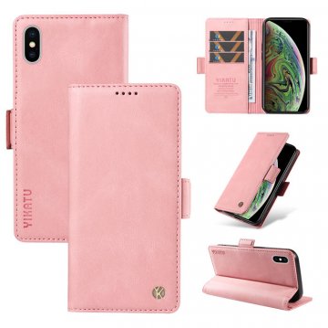 YIKATU iPhone XS Max Skin-touch Wallet Kickstand Case Pink