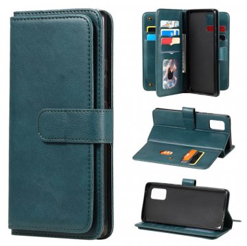 Samsung Galaxy A71 5G Multi-function 10 Card Slots Wallet Case Dark Green