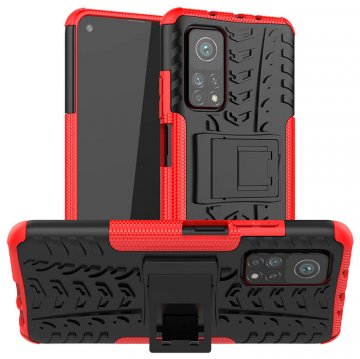 Xiaomi Mi 10T/10T Pro Hybrid Rugged PC + TPU Kickstand Case Red