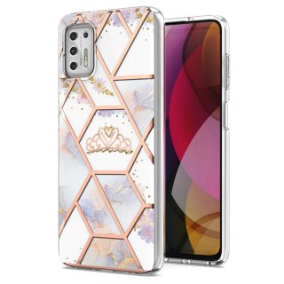 Moto G Stylus 2021 Flower Pattern Marble Electroplating TPU Case Crown