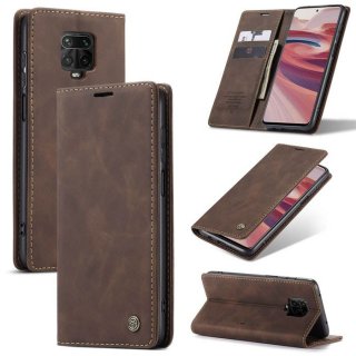 CaseMe Xiaomi Redmi Note 9S Wallet Kickstand Magnetic Case Coffee