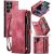 CaseMe Zipper Wallet Magnetic Phone Case with Wrist Strap Red