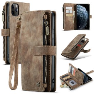 CaseMe iPhone 11 Pro Max Wallet Kickstand Retro Case Coffee