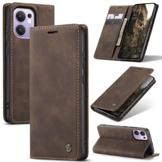 CaseMe OPPO Reno13 F 4G/5G Wallet Magnetic Suede Leather Case Coffee