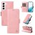 YIKATU Samsung Galaxy S22 Plus Skin-touch Wallet Kickstand Case Pink