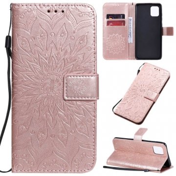 Samsung Galaxy A81/Note 10 Lite Embossed Sunflower Wallet Stand Case Rose Gold