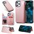 iPhone 12 Pro Max Luxury Leather Magnetic Card Slots Stand Cover Rose Gold