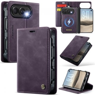 CaseMe iPhone Duo Detachable Magnetic Wallet Case with N52 Magnets, RFID Blocking & Wireless Charging Purple
