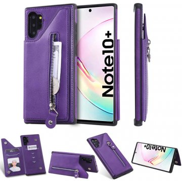 Samsung Galaxy Note 10 Plus Card Slots Magnetic Shockproof Cover Purple