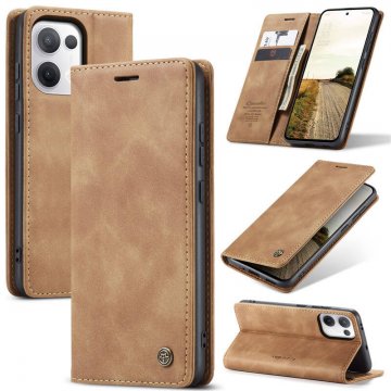 CaseMe OPPO Reno13 Wallet Magnetic Suede Leather Case Brown