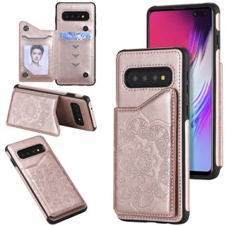 Samsung Galaxy S10 5G Embossed Wallet Magnetic Stand Case Rose Gold