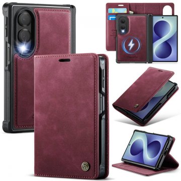 CaseMe Samsung Galaxy Z Fold8 2-in-1 Magnetic Wallet Case – Wireless Charging & RFID Blocking Red
