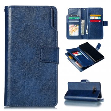 Samsung Galaxy Note 8 Wallet Stand Crazy Horse Leather Case Blue