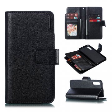 Samsung Galaxy A50 Wallet 9 Card Slots Stand Leather Case Black