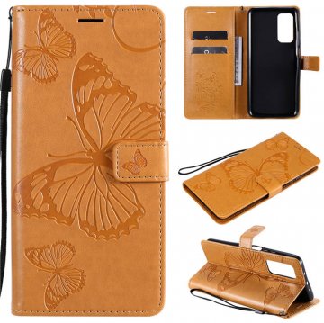Xiaomi Mi 10T/10T Pro Embossed Butterfly Wallet Magnetic Stand Case Yellow