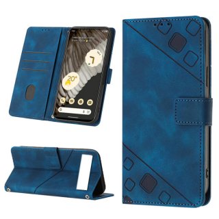 Skin-friendly Google Pixel 7A Wallet Stand Case with Wrist Strap Blue