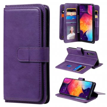 Samsung Galaxy A50 Multi-function 10 Card Slots Wallet Case Violet