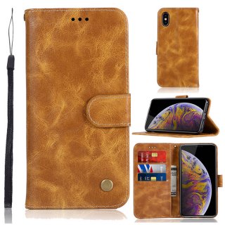 iPhone XS Max Premium Vintage Wallet Kickstand Case Brown