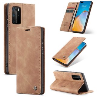 CaseMe Huawei P40 Pro Wallet Kickstand Magnetic Flip Case Brown