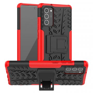 Samsung Galaxy Note 20 Hybrid Rugged PC + TPU Kickstand Case Red