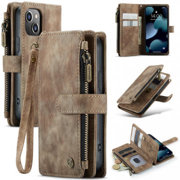 CaseMe iPhone 13 Mini Wallet Kickstand Retro Leather Case Coffee