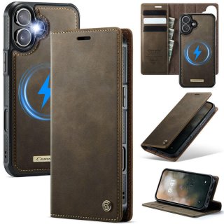 CaseMe iPhone 16 2-in-1 Magnetic Wallet Case – Wireless Charging & RFID Blocking Coffee