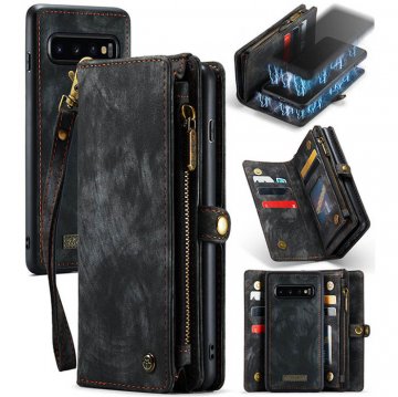 CaseMe Samsung Galaxy S10 Plus Wallet Case with Wrist Strap Black