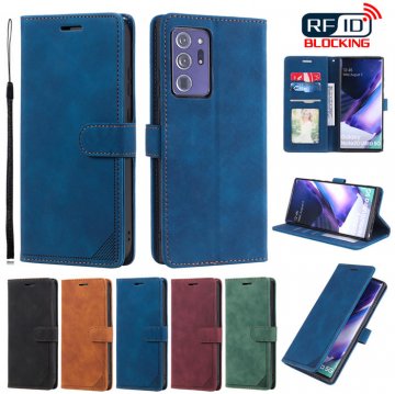 Samsung Galaxy Note 20 Ultra Wallet RFID Blocking Kickstand Case Blue